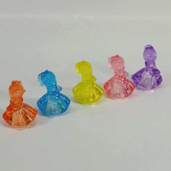 70s Set Of 5 Lucite Crystal Plastic Girl In Dress Figurines Penny Toys Carnival 