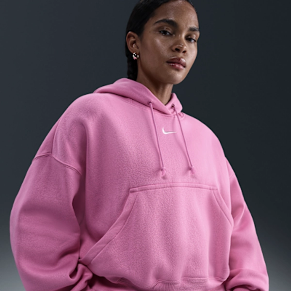 Nike Sportswear Phoenix Fleece Women's Over-Oversized Pullover Hoodie - Playful Pink/Sail - Size XS