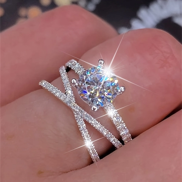 1pc Women's Elegant Synthetic Zirconia Ring - Sparkling Wedding, Engagement/Anniversary/Promise Ring for Wife, Girlfriend, Mother - Luxury & Valentine's Gift, Year-Round Wearable