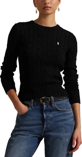 Julianna Pima Cotton Cable Knit Crewneck Sweater