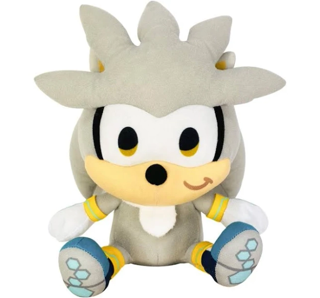 Plush figures, Sonic The Hedgehog - SD Silver Sitting Plush 7"H