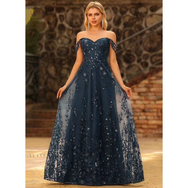 Eiress V-Neck Spaghetti Straps Sequins Lace Prom Dress | JJ's House