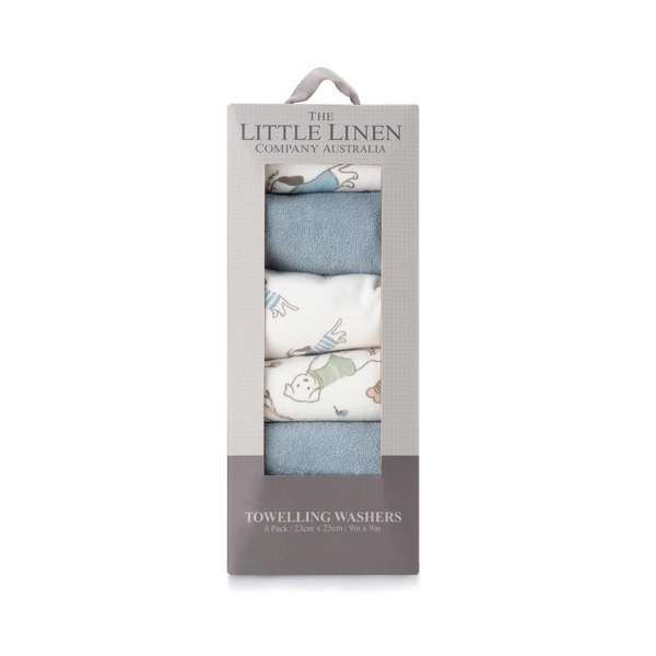 The Little Linen Co. Towelling Wash Cloth 6 Pack Barklife Dog