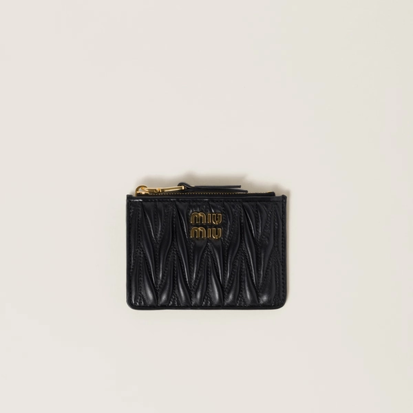 Matelassé nappa leather card holder