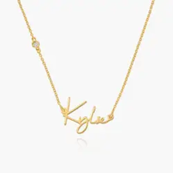 Belle Custom Name Necklace with Diamond - Gold Vermeil