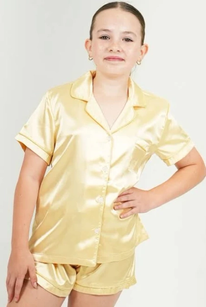 Golden Ticket Girls Satin Pajama Set