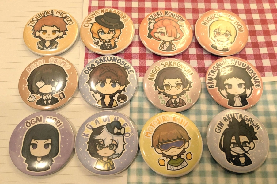 Port Mafia Badges - BSD Bungo Stray Dogs Dazai Chuuya Mori Akutagawa