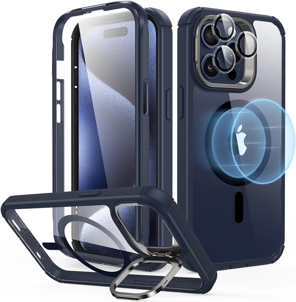 ESR Shockproof MagSafe Bumper Cell Phone Case with Tempered Glass for Apple iPhone 15 Pro Max - Walmart.com