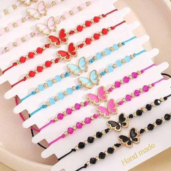 12pcs/set Fashion Zinc Alloy Butterfly Decor String Bracelet For Women For Birthday's Gift,one-size
