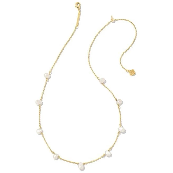 Kendra Scott Leighton Gold Pearl Strand Necklace