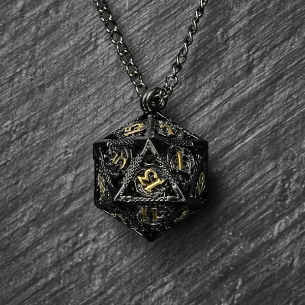 Micro Mini Metal DND D&D Dice Cage Necklace