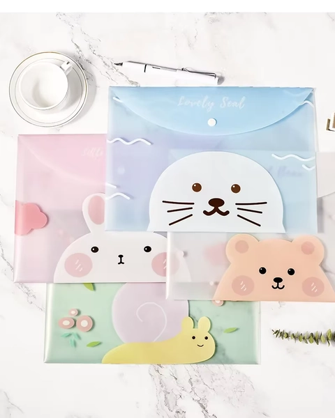 4PCS Office New File Bag A4 Cartoon Transparent Snap Bag Student Stationery PP Cute Information Bag - AliExpress 21