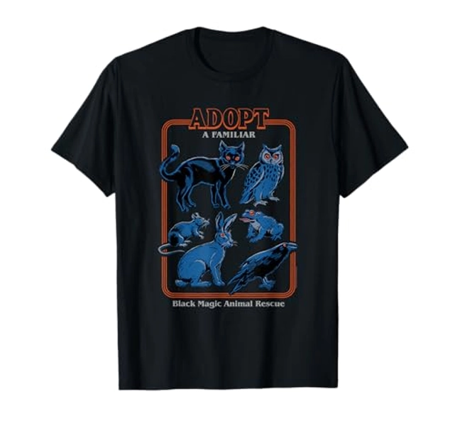 Steven Rhodes Black Magic Adopt a Familiar Retro Dark Humor T-Shirt
