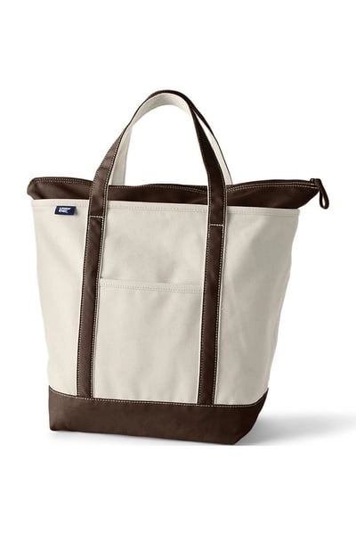 Large 5 Pocket Zip Top Canvas Tote Bag - Lands' End - NAVY BLUE or RED
