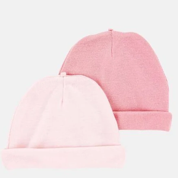 Carter's Baby Girl 2-Pack Rolled-Cuff Caps