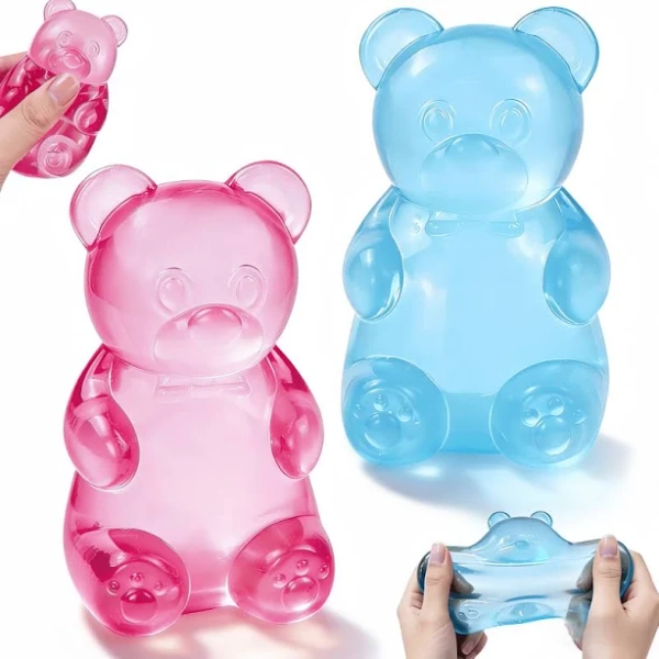 2 Packs Stress Bear Squishy Ball, Gummy Bear Toy, Sugar Filled Squishy Toys For Kids Stress Relief - High Density Squeeze Balls For Students Calming -