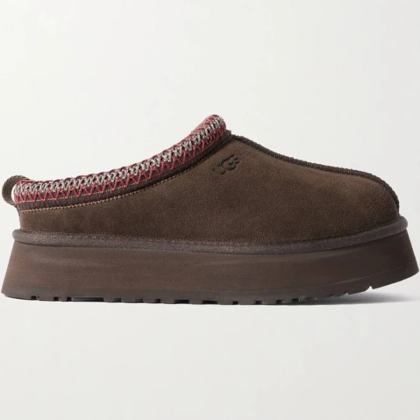 UGG Tazz II Embroidered Shearling Slippers - Women - Brown Flat Shoes - US10