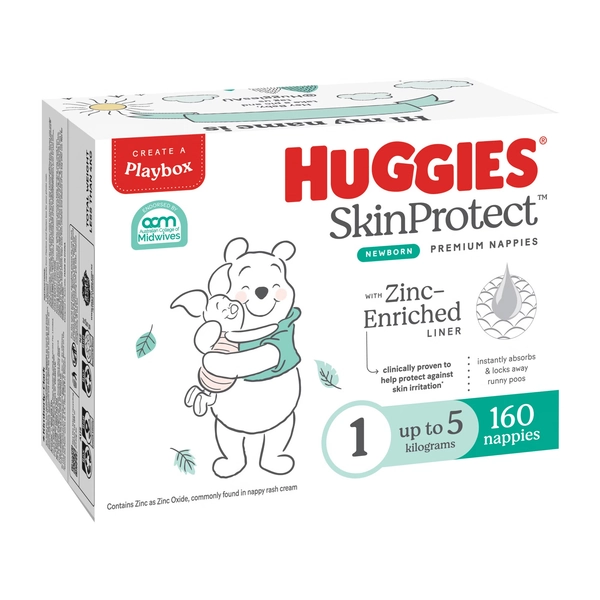 Huggies Nappies Mega Newborn 160 Pack Size 1