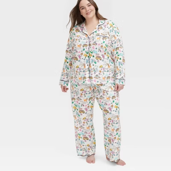 Women's Roadtrip Long Sleeves and Pants Pajama Set Blue/Yellow/Pink - Roller Rabbit x Target  2X