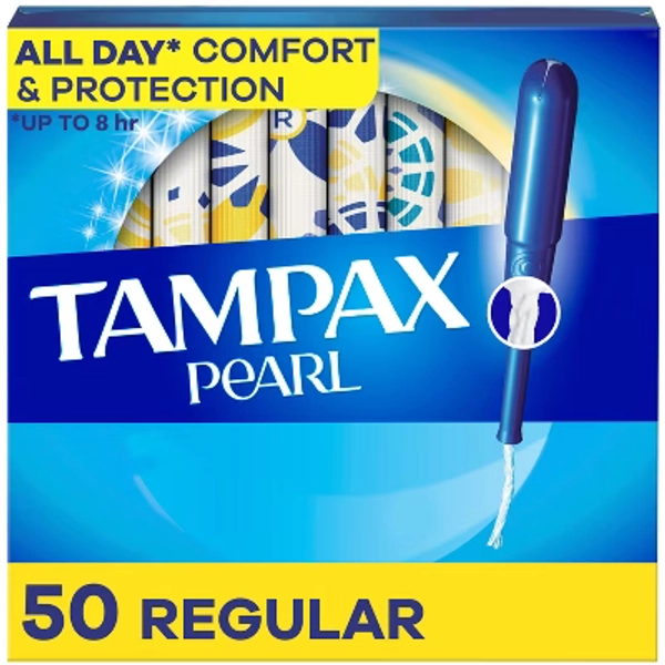 Tampax Pearl Tampons Regular Absorbency with LeakGuard Braid - Unscented- 50ct