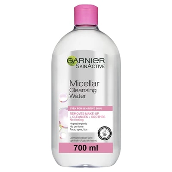 Garnier Micellar Cleansing Water 700ml, Gentle face cleanser & Make up Remover, Suitable For All Skin Types Including Sensitive Skin, Soothing Formula, Dermatologically Tested 700 ml (Pack of 1)