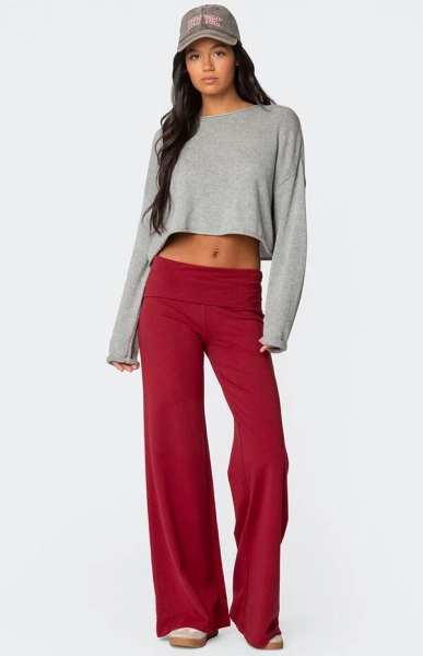 Wide Leg Fold Over Pants