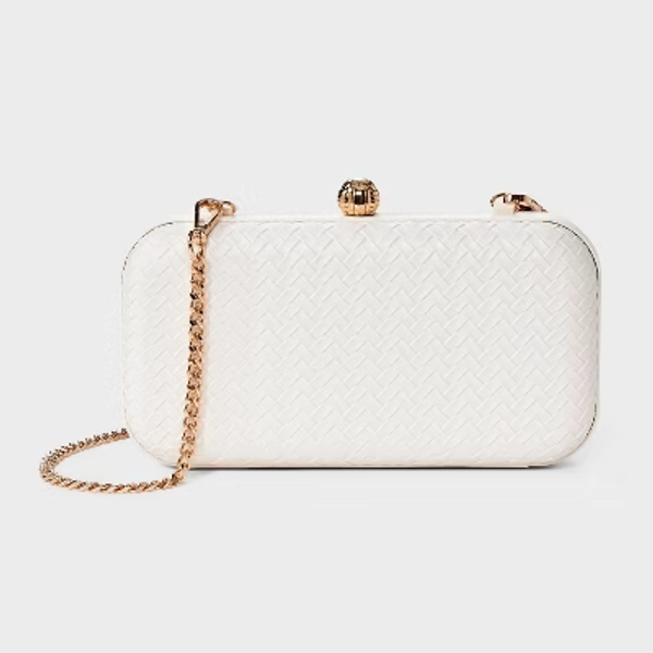 Woven Minaudiere Clutch Crossbody Bag - A New Day™ Cream
