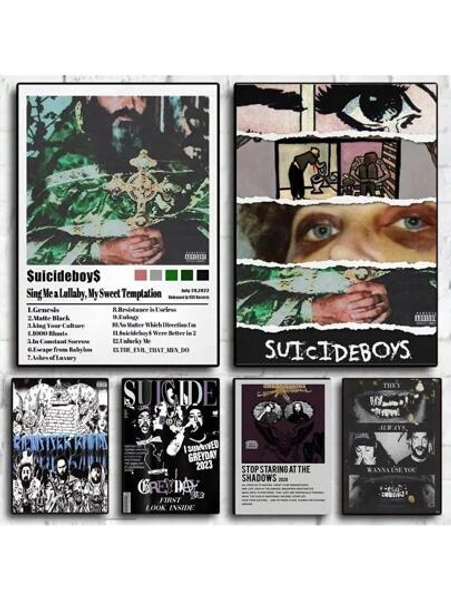 1pc Wall Arts Posters Singer Suicide Boy Movie Poster Vintage Room Home Bar Cafe Decoration Room Wall Decoration Pop Canvas Gifts Birthday GraduationOptional Frame ,Wall Art With Frame