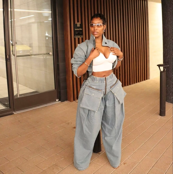 Denim 2 Piece Sets Women Coat Jacket Wide Leg Pants Jeans Suits Multiple Pockets Trousers Outfits 2025 Ensemble Streetwear - AliExpress 200000345