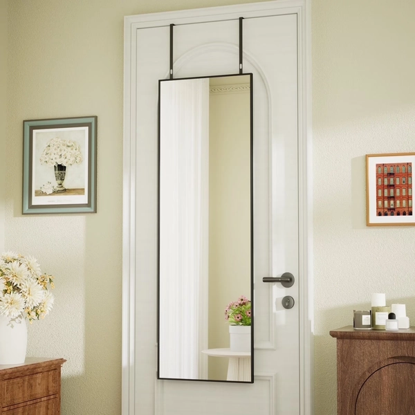 BEAUTYPEAK 48"x 14" Full Length Door Mirror Hanging Wall-Mounted Mirrors, Black - Walmart.com