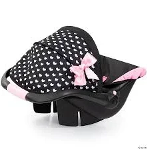 Bayer Design Dolls: Deluxe Car Seat: Hearts Black & Pink