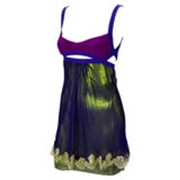 S/S 2003 Gianni Versace by Donatella Runway Oroton Chainmail Lace Mini Dress For Sale at 1stDibs