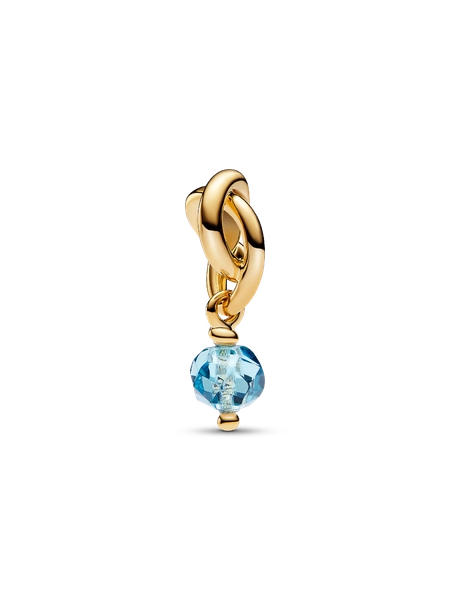 Faceted Sea Aqua Blue Eternity Circle Dangle Charm