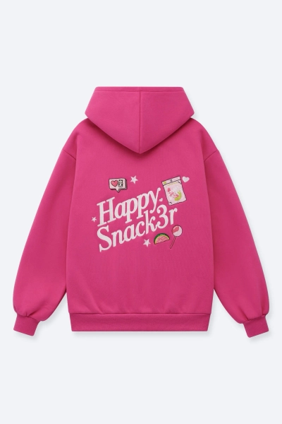 Happy Snack3r Hoodie - HOT PINK / S