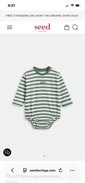 Core Stripe Rugby Bodysuit | Forest | Seed Heritage
