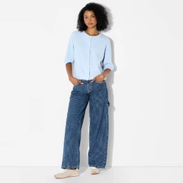 Women's Crewneck Cardigan - Wild Fable™ Blue XS