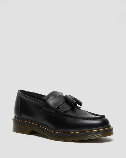 For zephyr - DR MARTENS Adrian Yellow Stitch Leather Tassel Loafers