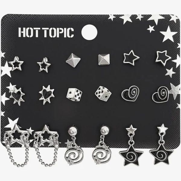 Spiral Star Heart Stud Earring Set