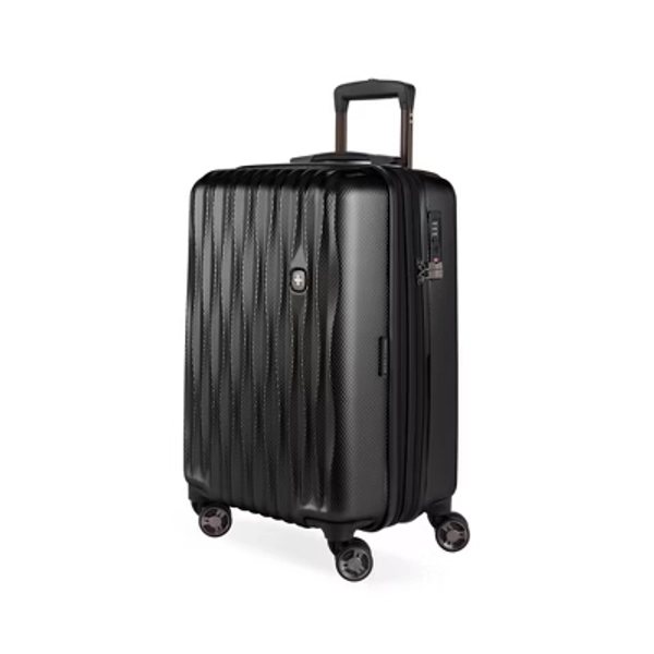  SWISSGEAR Energie Hardside Carry On Spinner Suitcase - Black: Structured Polycarbonate, 8 Spinner Wheels