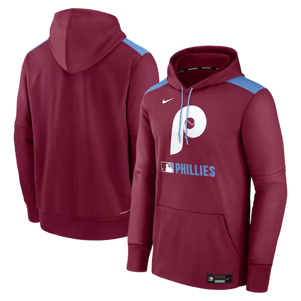 Men's Philadelphia Phillies Nike Burgundy Authentic Collection Performance Pullover Hoodie