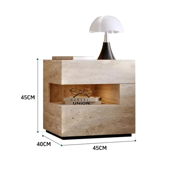 Slaapkamer nachtkastjes en bijzettafels Koffiekleurig nachtkastje Travertijnstijl Modern hangend intelligent nachtkastje met lamp - AliExpress 