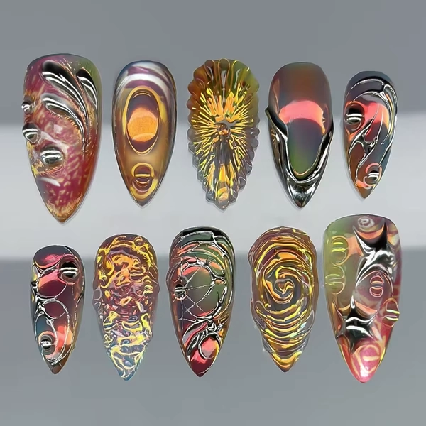 30pcs Shiny Star Moon Press on Nails European Almond False Nail Tips Wearable Detachable Fashion Spicy Girl Fake Nail Patches - AliExpress 