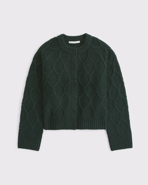 Cable-Knit Crew Cardigan