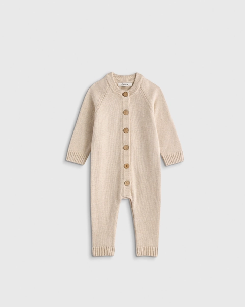 100% Organic Cotton Sweater Romper - Baby in Speckled Beige