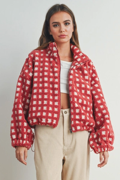 Red Checkered Sherpa Jacket | Lovelady