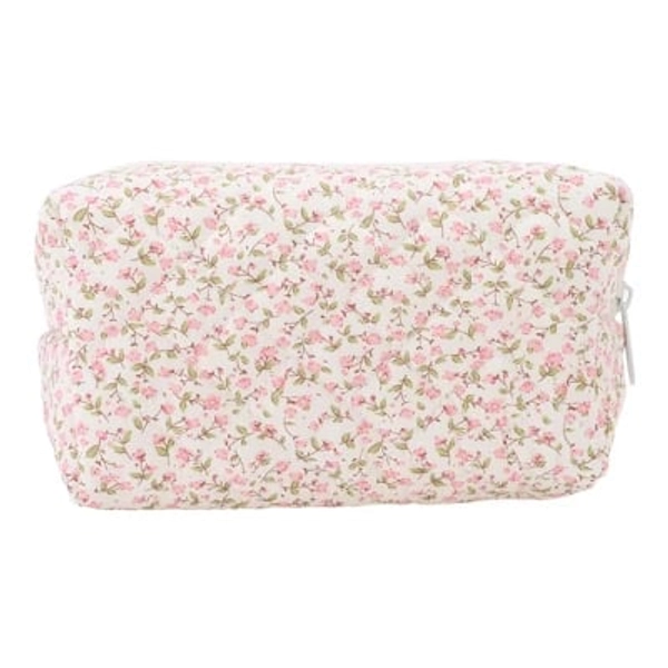 Unique Bargains Women Portable Little Flower Pattern Makeup Bag Pink 1 Pc