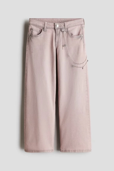 Relaxed Wide Leg Jeans - Light dusty pink