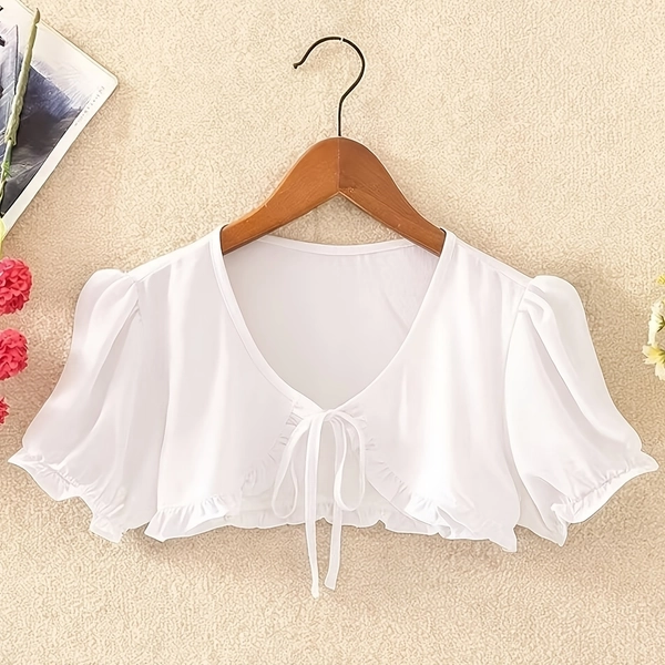 New Holiday Casual Chiffon Sunscreen Shirt Women'S Short with Dress Puff Sleeve Temperament Small Jacket Cardigan Beachwear