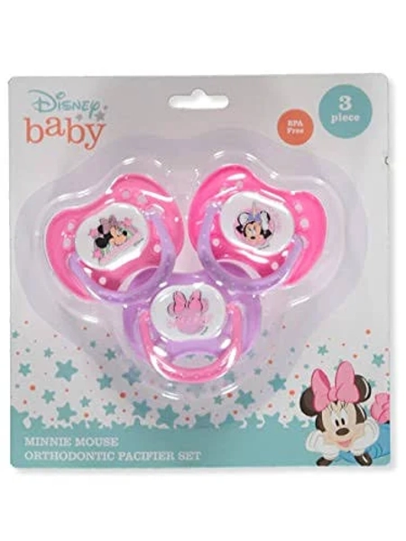 Disney Baby Girls' 3-Pack Minnie Mouse Pacifier Set