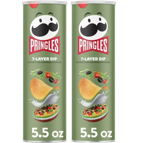 Pringles 7-layer Dip Can Potato Crisps Chips Lunch Snacks 5.5 (2 Pack)